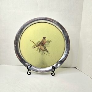 Stieff Pewter/fiberglass Tray with Robbins. Grace Gilmore. Green/silver